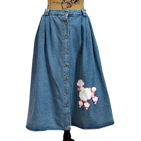 Diversity Sport Dresses & Skirts - Vintage Diversity Sport Button Pleated Denim Poodle Skirt Women’s S 27”